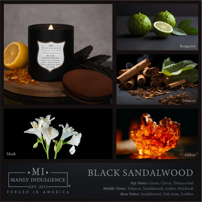 Black Sandalwood Scented Candle for Men 15 Oz – Bergamot, Tobacco, Amber & Musk - Wood Wick - up to 60 Hours Burn - Soy Blend Wax, USA Poured – Signature Collection2