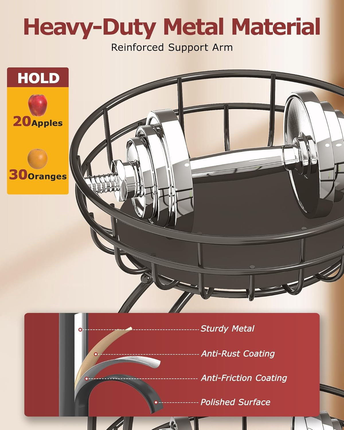 2-tier-modern-fruit-basket-for-kitchen-counter-with-2-banana-hook-space-saving-vertical-storage-for-veggies-bread-snacks-fits-under-cabinets-includes-protective-mats-to-prevent-bruising