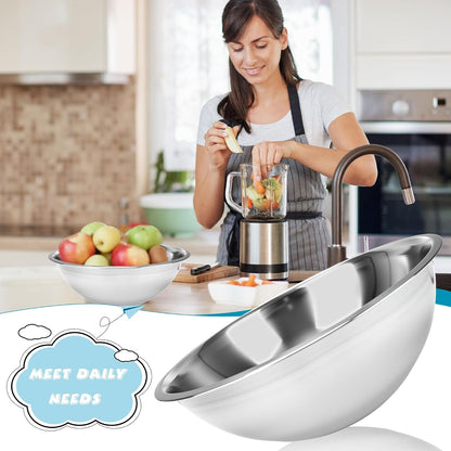6 Pcs 12.6 Inch Stainless Steel Mixing Bowls 6 Quart Flat Base Metal Prep Bowls Cooking Baking Serving for Home and Commercial Kitchens Professional Chef5