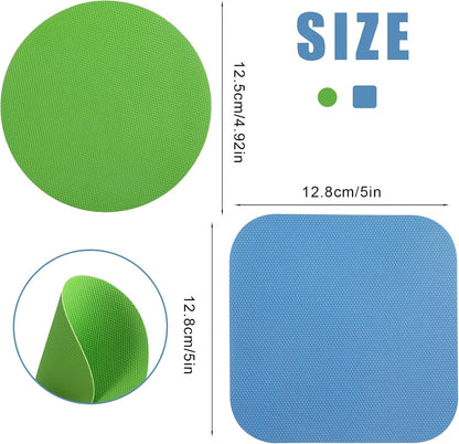 4Pcs Jar Opener Gripper Pad for Seniors with Weak Hands, Rubber | Multi-Function Silicone Bottle Opener Lid Cap Rubber Gripper Pads Kitchen Coasters Gadgets, Light Blue, Green2