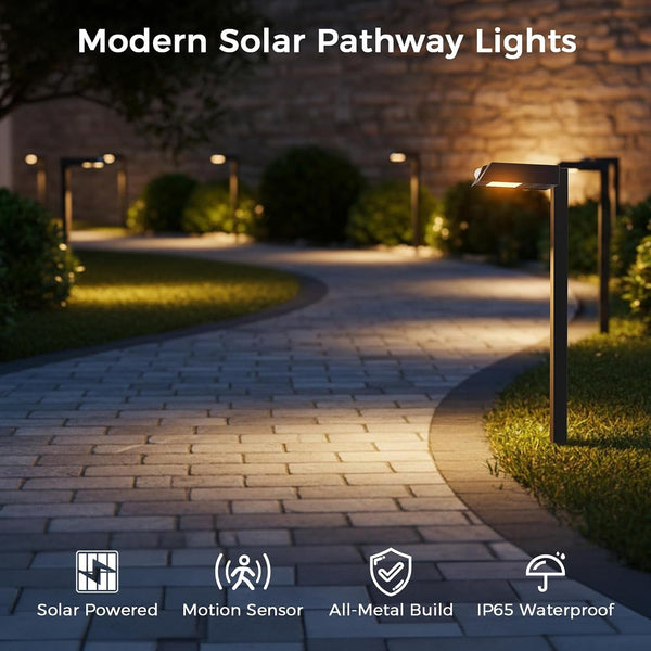 Solar Pathway Lights, 4 Pack Metal Motion Sensor Outdoor Lights8