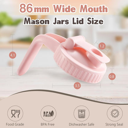 2 Pack Wide Mouth Mason Jar Lids V-Shaped with Handle, Mason Jar Pour Spout Lid with Extended Flip Lid Easy to Open, Airtight Leak Proof and Durable7