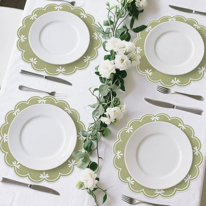 Cotton Linen 15 Inch round Cloth Place Mats Washable5
