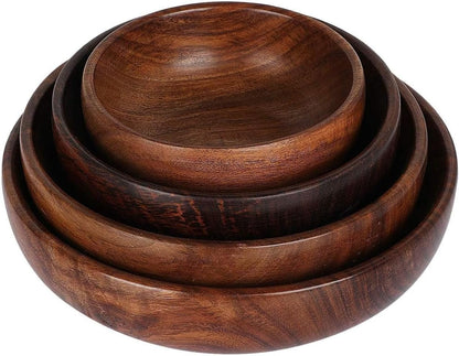 Wooden Salad Bowls Set, Pack of 4 Handmade Mixing Bowls for Home and Kitchen - Versatile Fruit Bowl and Salad Bowl Collection, Elegant Craftsmanship for Dining & Entertaining1