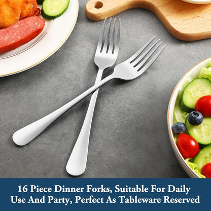 Dinner Forks,Set of 16 Top Food Grade Stainless Steel Silverware Forks,Table Forks,Flatware Forks,8 Inches,Mirror Finish & Dishwasher Safe,Use for Home,Kitchen or Restaurant7