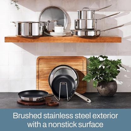 All-Clad D5 Pro Nonstick Stainless Steel 10" Frying Pan, Made in the USA | the Upgrade for Supremely Even Heat, Professional, Brushed Stainless Steel, Induction Compatible, Oven Safe up to 600F6