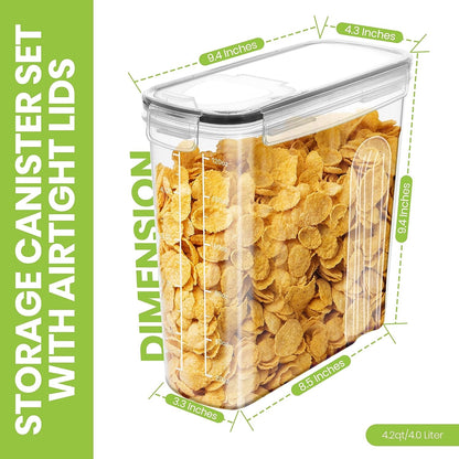 Cereal Containers Storage Set with Lids, 4 Pack, 4L, Clear2