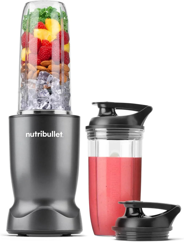Nutribullet Turbo Personal Blender, Shakes, Smoothies, Food Prep, and Frozen Blending, 32 Ounce Cup, 24 Ounce Cup, (2) Flip-Top Travel To-Go Lids, 1000 Watt, Gunmetal, NB504001