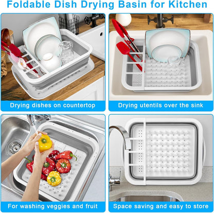 Collapsible Dish Drying Rack Portable Dish Drainers for Kitchen Counter with Drainboard, Kitchen Sink Organizer Basket RV Accessories Camper Storage and Organization Dish Rack over Sink Drying Rack6