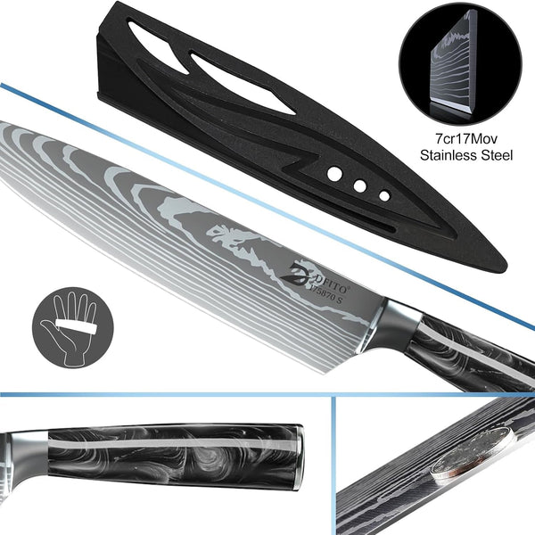 Chef Knife Sets with Roll Bag, 9 Pieces Professional Knife Set4