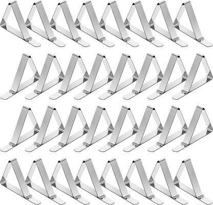 Tablecloth Clips 32 Pack Table Cloth Holder Clips for Picnic Tables | Stainless Steel, Picnic Table Cover Clamps for Outdoor Tables, Metal Skirt Clips for Camping Dining Wedding Graduation Party1