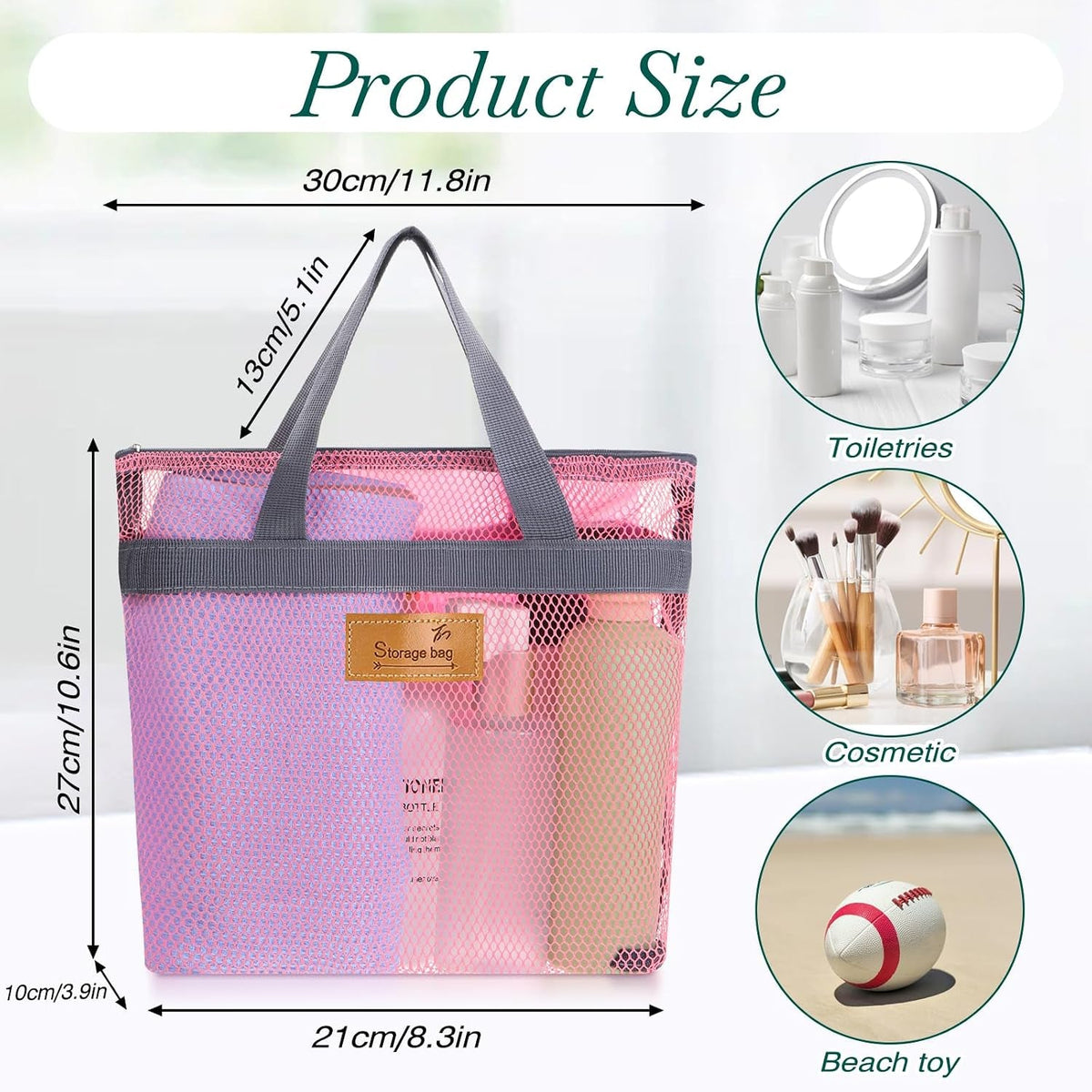 portable-gym-shower-bag-mesh-shower-caddy-bag-quick-dry-hanging-toiletry-and-bath-organizer-with-zipper-for-college-dorm-gym-yoga-swimming-pool-travelpink