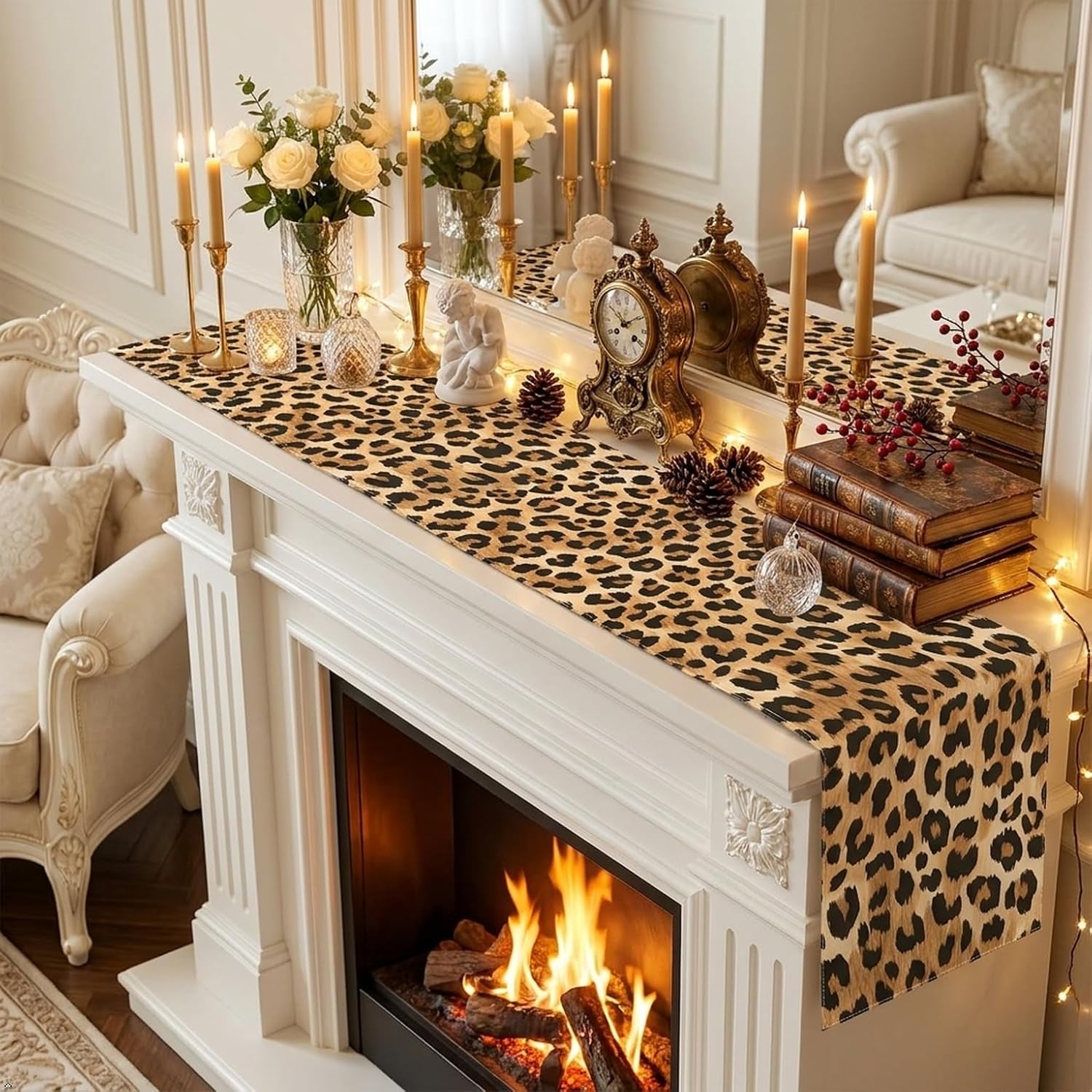 leopard-print-table-runner-48x13-inch-washable-linen-texture-dining-decor