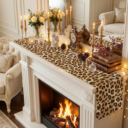 Leopard Print Table Runner 48X13 Inch, Washable Linen‑Texture Dining Decor6