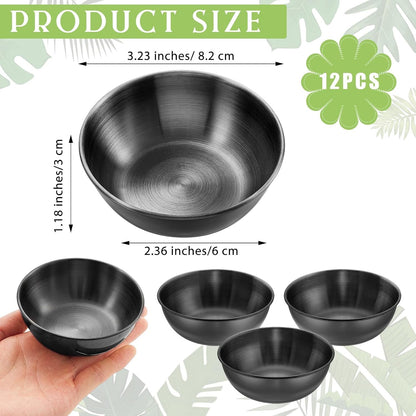 12 Pcs 3.23 in Face Mask Mixing Bowl, Stainless Steel, Black2