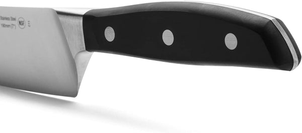 Forged Rocking Santoku Knife 7 Inch Stainless Steel. Japanese Sharp Kitchen Knife for Fish, Meat and Vegetables. Ergonomic Polyoxymethylene Handle and 190Mm Blade. Series Manhattan. Color Black4