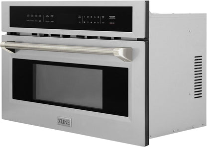 ZLINE Autograph Edition 30 In. 1.6 Cu Ft. Built-In Convection Microwave Oven in Stainless Steel and Polished Nickel Helix Handle (MWOZ-30-KPN)3