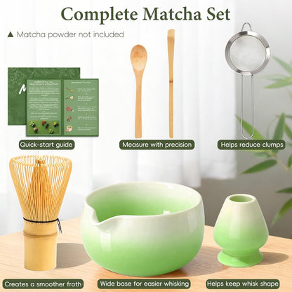 Matcha Whisk Set with Ceramic Bowl & Bamboo Chasen | Includes Whisk Holder, Scoop, Spoon, Sifter and Quick-Start Guide for Easy Matcha Preparation at Home2
