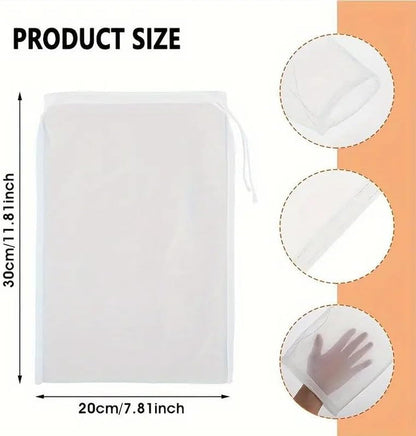 2 Pcs Multi-Purpose Nylon Strainer Bags - Ultra Fine Mesh Filter for Soy Milk, Fruit Juice, Vegetable Juice, Wine Residue - Reusable Kitchen Tool for Straining and Food Prep4