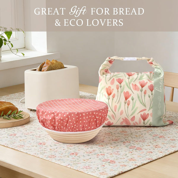 Beeswax Bread Bag and Bowl Cover Set, Reusable Beeswax Bread Bag for Sourdough and Homemade Bread, Natural Lined Cotton Bowl Cover for Dough Proofing, Perfect for Baking and Storage7