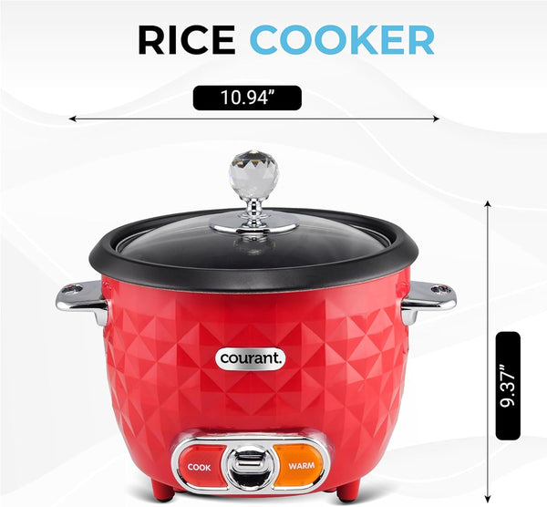 Rice Cooker 10-Cup (Cooked) Steaming Basket One-Touch Operation, Automatic Keep Warm Function, Red6