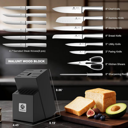 Knife Set - 15PCS Kitchen Knife Set Japanese High Carbon Stainless Steel Knives Set for Kitchen, Dishwasher Safe Ultra Sharp Professional Chef Well Balance Utility Knives, Black2