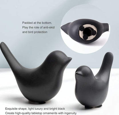 Small Birds Statues Home Decor Modern Style Decorative Ornaments for Living Room Decor, Bedroom, Office Desktop, Cabinets (Black 2Pcs Birds)2