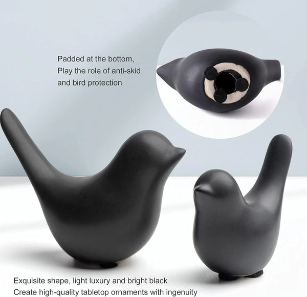 Small Birds Statues Home Decor Modern Style Decorative Ornaments for Living Room Decor, Bedroom, Office Desktop, Cabinets (Black 2Pcs Birds)2