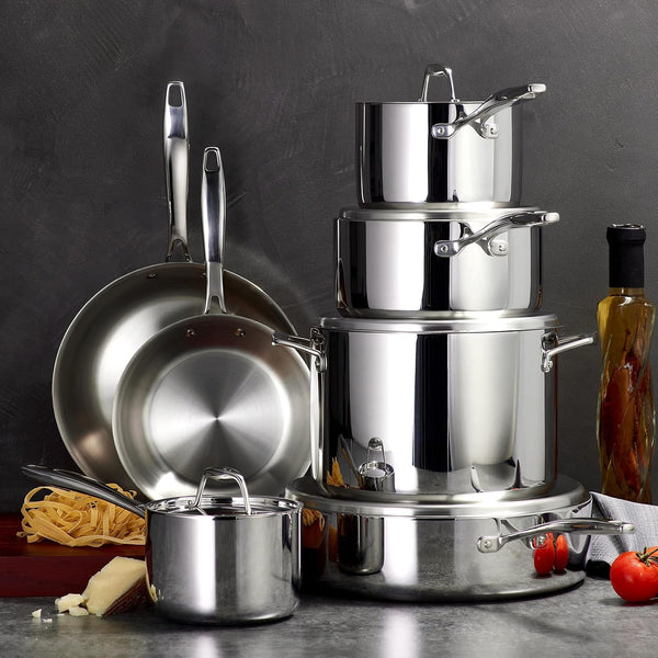 Signature Tri-Ply Clad Stainless Steel 12-Pc Pots and Pans Set | Cookware Kitchen Set, Induction-Ready, Dishwasher-Safe, Nsf-Certified, Made in Brazil2