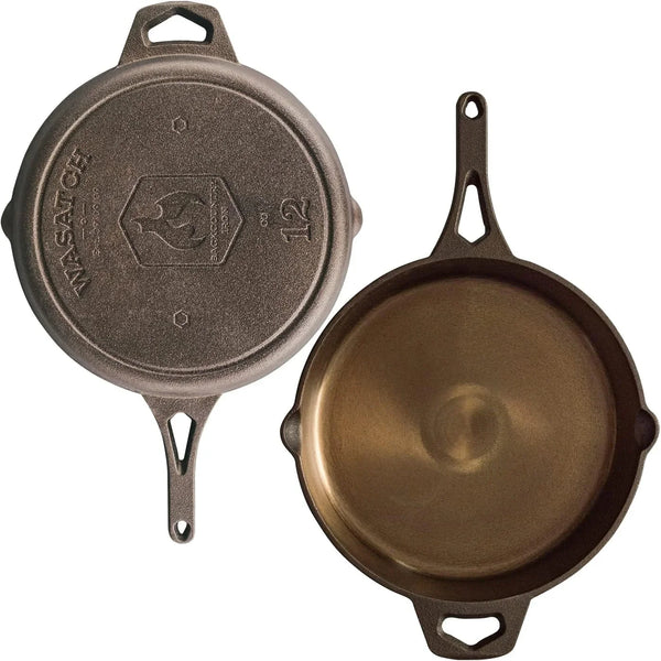 12 Inch Smooth Wasatch Pre-Seasoned round Cast Iron Skillet3