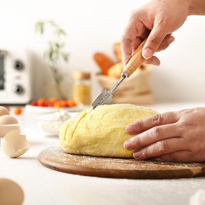 "SAINT GERMAIN Premium Hand Crafted Bread Lame for Dough Scoring Knife, Lame Bread Tool for Sourdough Bread Slashing with 10 Blades Included with Replacement with Authentic Leather Protector Cover"5