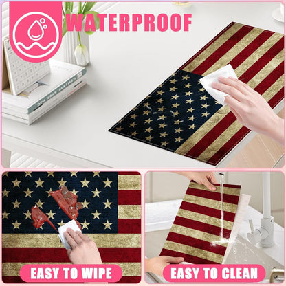 National Flag Placemats Set of 6,12X18 Inch 4Th of July Linen Place Mat Washable Stain Resistant Table Mats for Patriotic Theme Seasonal Farmhouse Kitchen Party Home Decor4