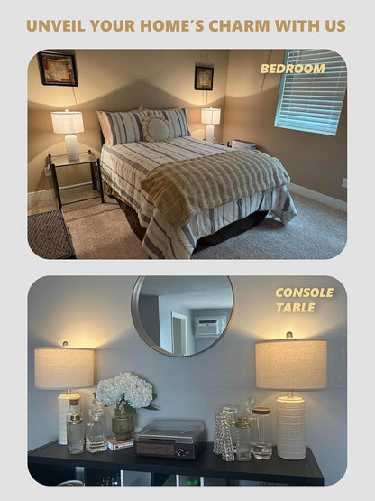 23" Modern Ceramic Table Lamp Set of 2 for Living Room Bedroom, White3
