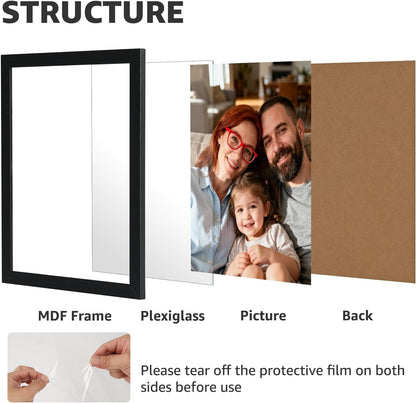 8X10 Picture Frames Set of 15, Black Wooden Photo Frame for Wall or Tabletop Display, Engineered Wood with Shatter-Resistant Plexiglass7