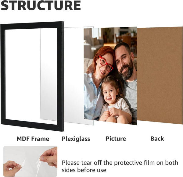 8X10 Picture Frames Set of 15, Black Wooden Photo Frame for Wall or Tabletop Display, Engineered Wood with Shatter-Resistant Plexiglass7