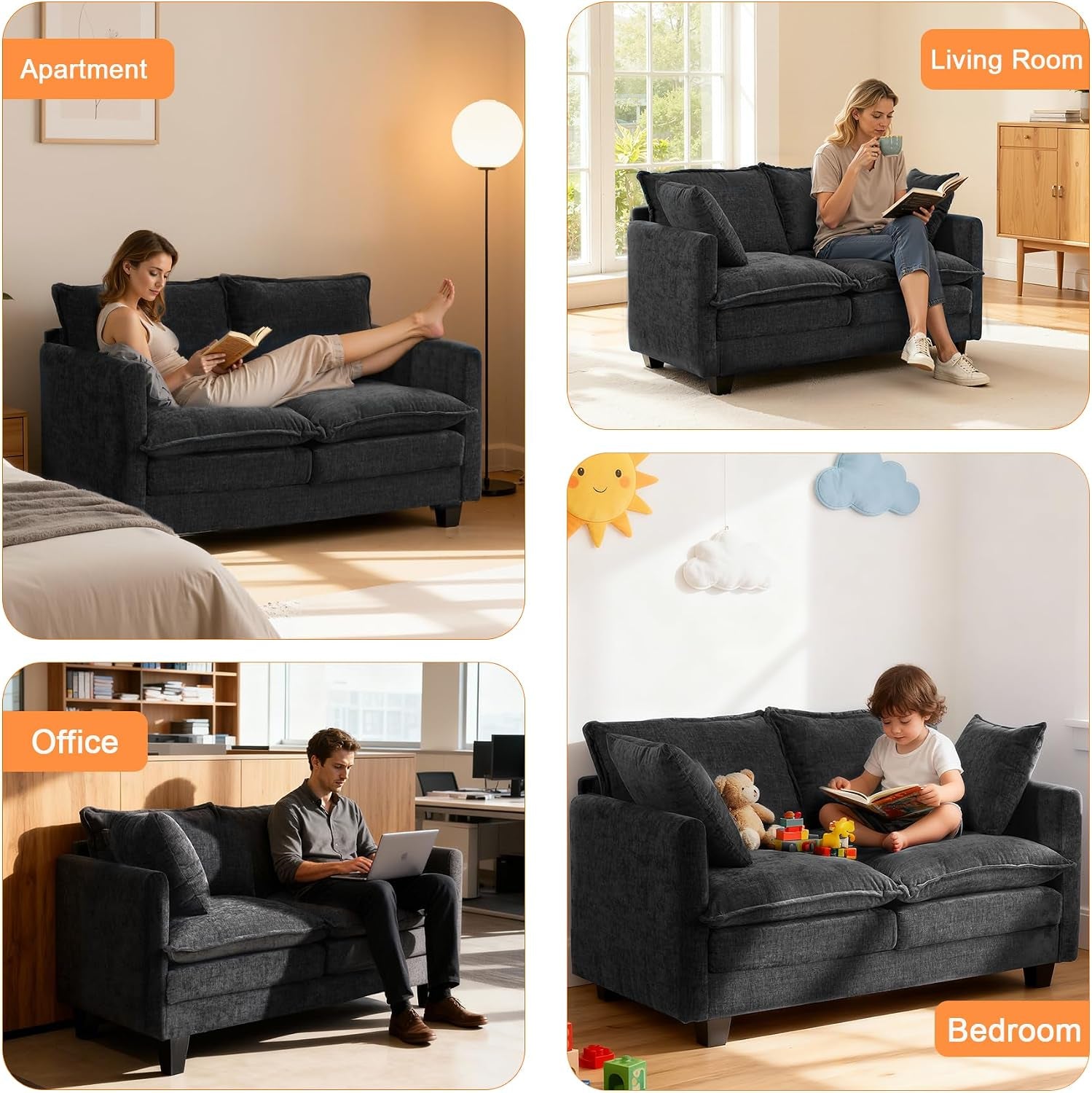 50-loveseat-sofa-cloud-sofa-couch-modern-loveseats-2-seat-couch-27-deep-seat-with-2-pillows-for-small-spaces-apartment-studio-office-bedroom-living-room-black