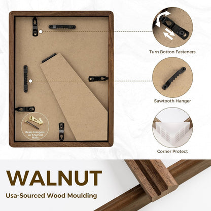 5X7 Picture Frame, Solid Walnut Wood Frame with Mat for 4X6 Photo8