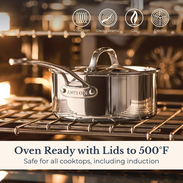 Everlast Clad Stainless Steel Pots and Pans Set, 11-Piece | Oven Safe to 500°F, Dishwasher Safe, Induction-Ready, Stainless Steel Cookware Set, Tri-Ply Clad for Even Heating4