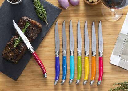 Set of 8 Laguiole Steak Knives, Rainbow Colors6