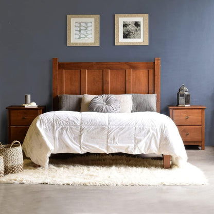 Shaker Solid Wood Panel Platform Bed, Queen Size, Walnut1