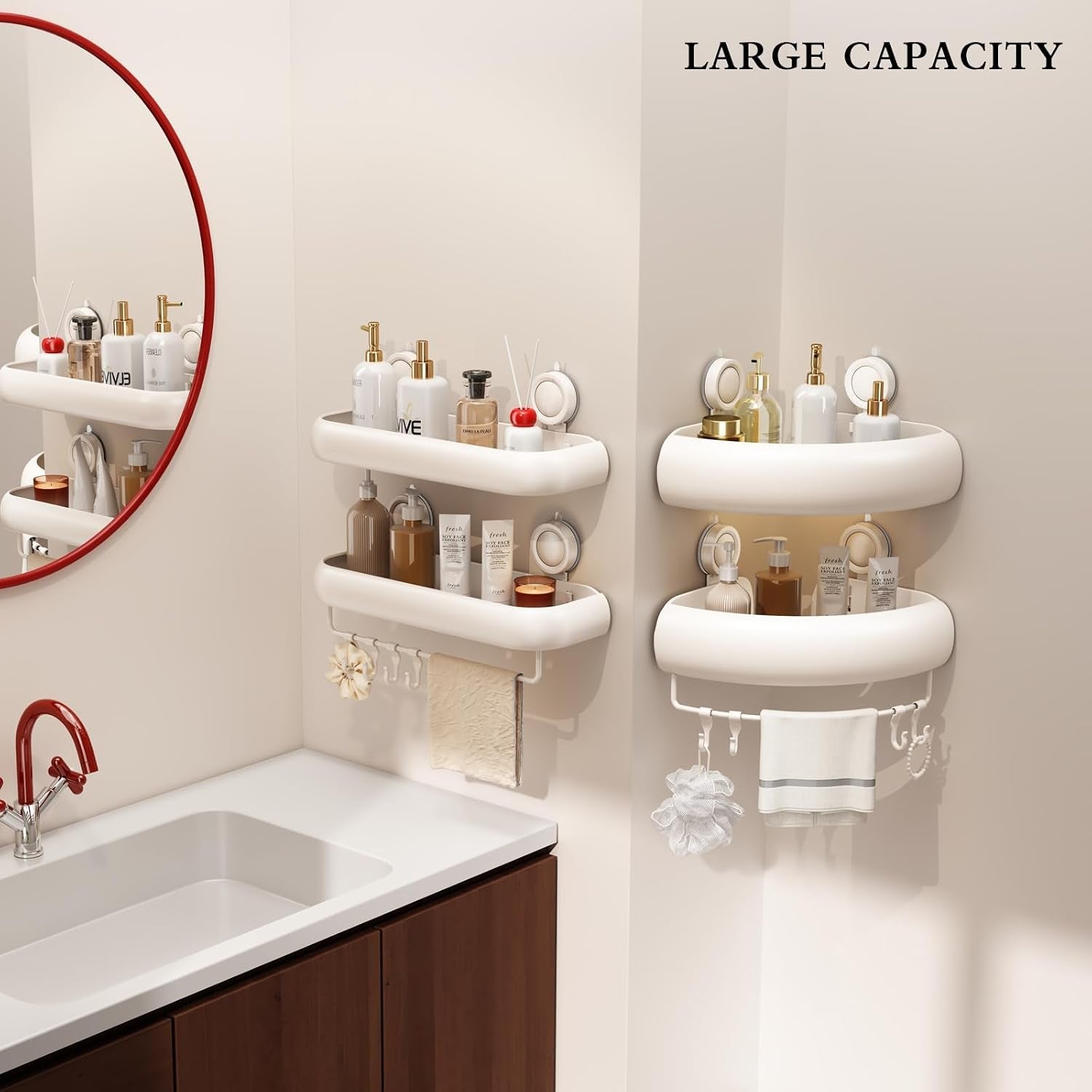 shower-caddy-suction-cup-2-pack-no-drilling-corner-shower-shelves-rust-proof-bathroom-storage-organizer-shower-corner-caddy-with-removable-hooks-and-towel-bar-triangle-cream