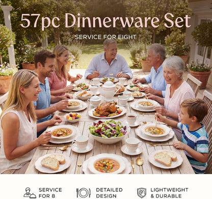 Sandra Bone China Dinnerware Set, 57-Piece2