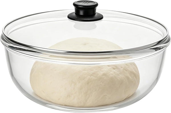 6 QT Large Glass Mixing Bowl with Lid, High Borosilicate Thickened Dough Bowl for Sourdough Bread Making, Baking, Salad Prep, Microwave Oven Safe1