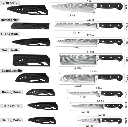 Chef Knife Sets with Roll Bag, Sharp Kitchen Knife Set with Sharpener2