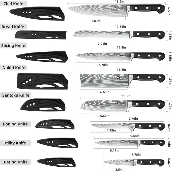 Chef Knife Sets with Roll Bag, Sharp Kitchen Knife Set with Sharpener2