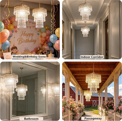 Battery Operated Chandelier 2 Pack, 3-Tier Rechargeable Pendant Light with Remote, 5000Mah Built-In Li-Polymer Battery, RGB Dimmable No Wiring Crystal Hanging Lamp for Indoor Outdoor Patio Bedroom8
