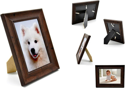 5X7 Picture Frames Rustic Distressed Brown Wood Pattern High Definition Glass for Table Top Display and Wall Mounting Photo Frame，Pack of 43