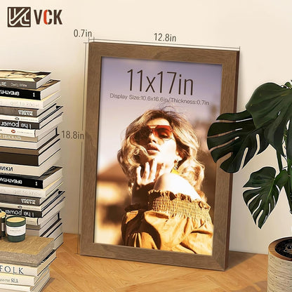11X17 Picture Frame Set of 3, Walnut Wood Frames for Wall Decor2