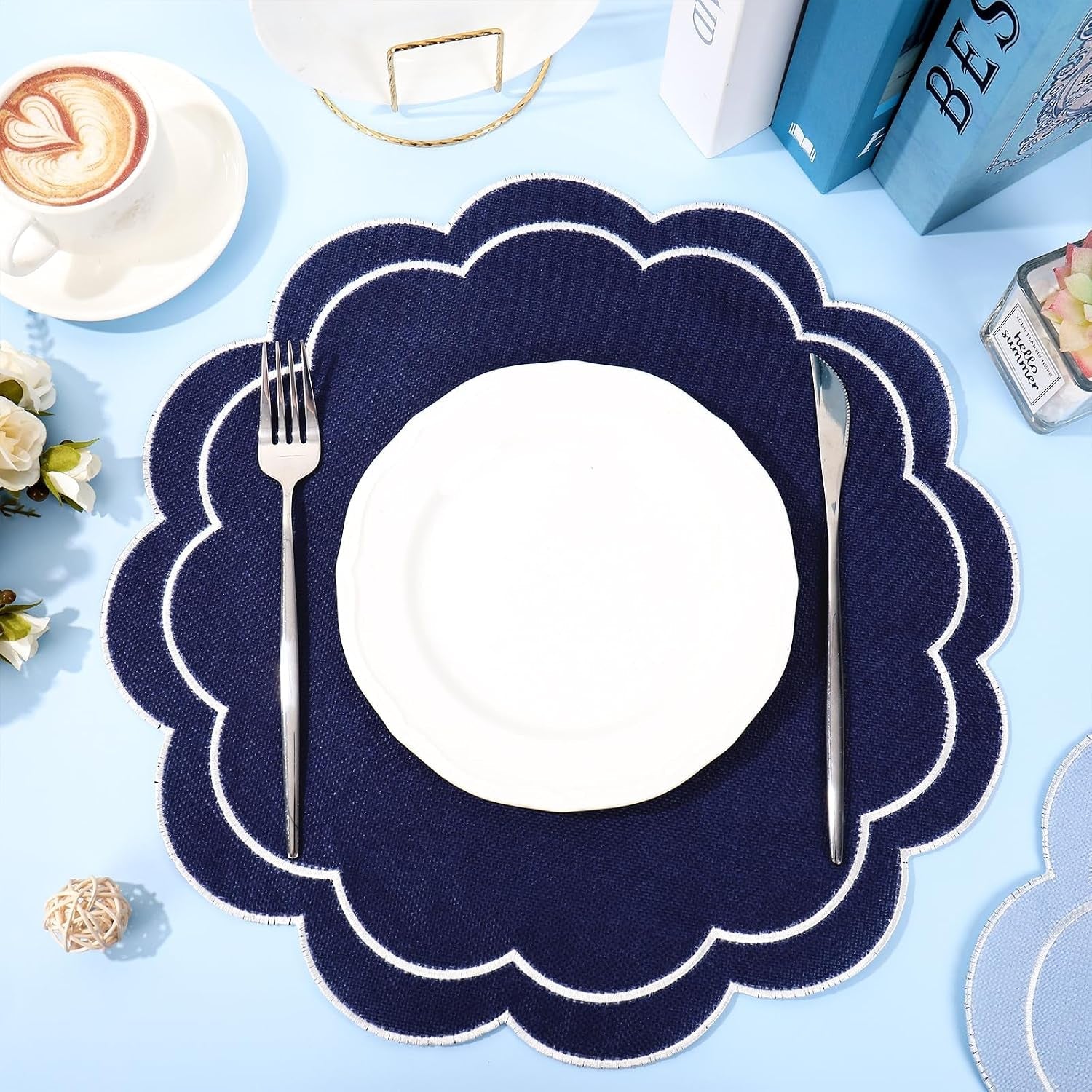 dark-blue-linen-placemats-embroidered-round-scalloped-kitchen-table-mats-for-party-home-dining-table-decor-set-of-6-15-x-15-in