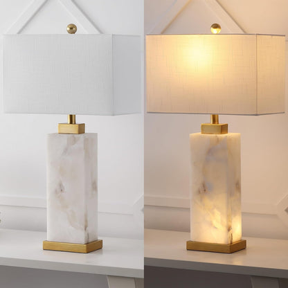 Elizabeth Alabaster Nightlight Lamp 27.5", White/Gold Painting6